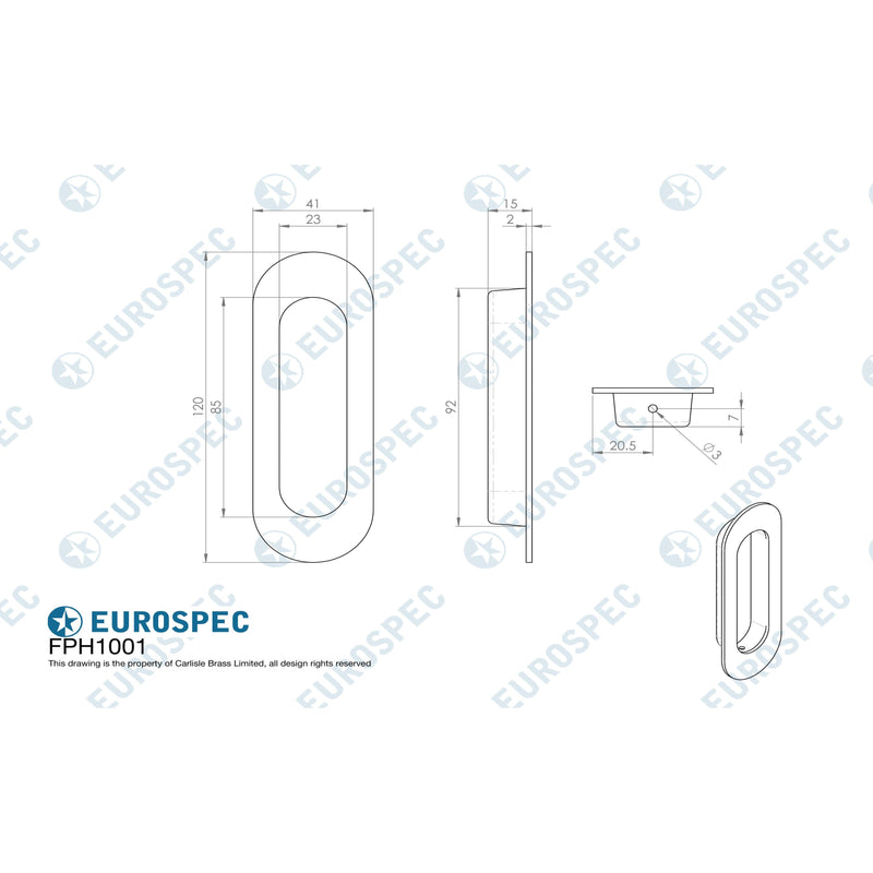 Eurospec - Radius Flush Pull - Matt Black - FPH1001MB