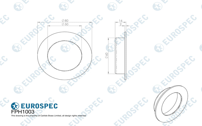 Eurospec - Circular Flush Pull - Bright Stainless Steel - FPH1003BSS