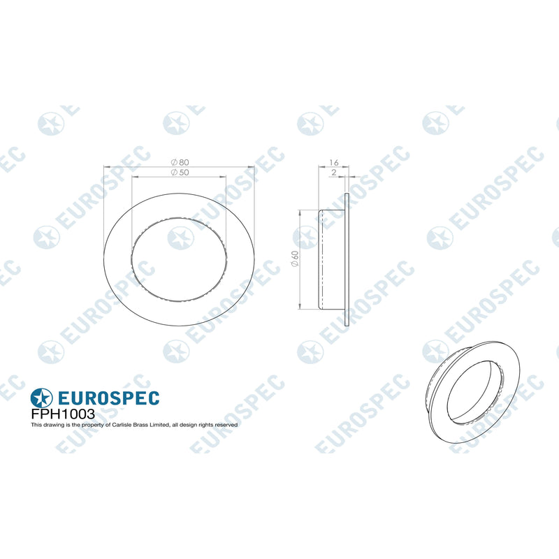 Eurospec - Circular Flush Pull - Satin Stainless Steel - FPH1003SSS