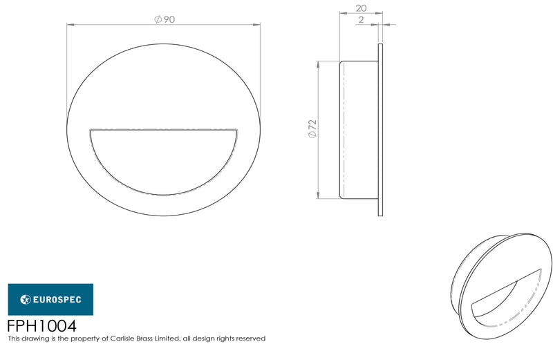 Eurospec - Circular Flush Pull - Bright Stainless Steel - FPH1004BSS