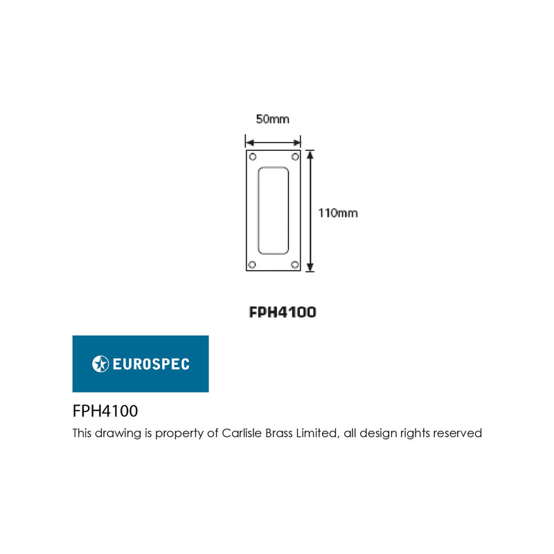 Eurospec - Aluminium Rectangular Flush Pull - Satin Anodised Aluminium - FPH4100SAA
