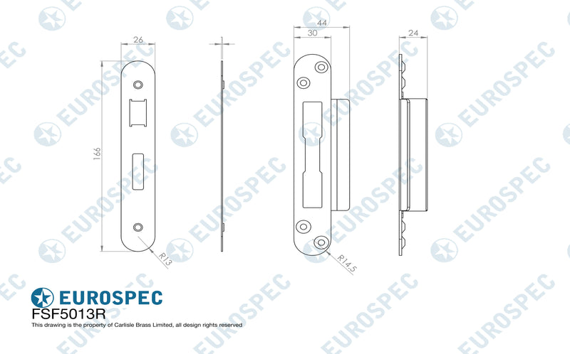 Eurospec - Forend Strike & Fixing Pack - LSB - Radius - Satin Stainless Steel - FSF5013SSS/R