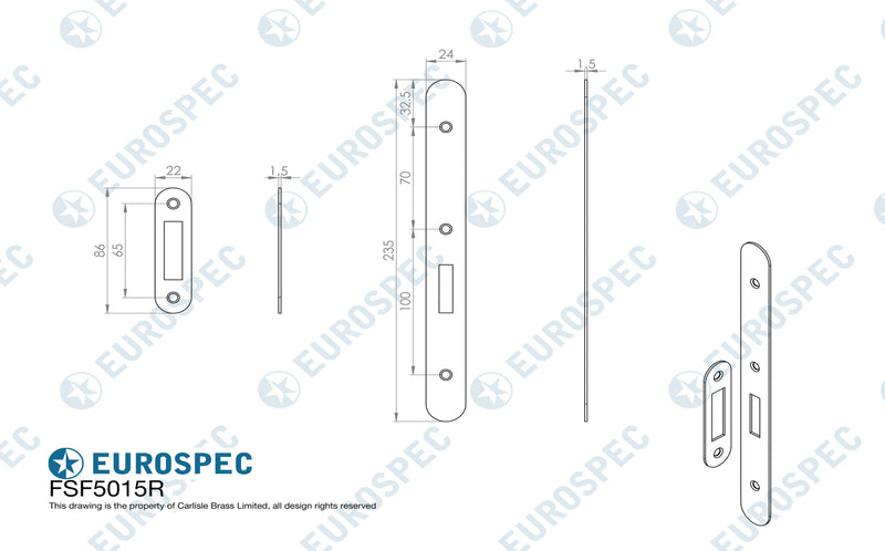 Eurospec - Forend Strike & Fixings - DLS0060EP - Radius - Matt Black - FSF5015MB/R