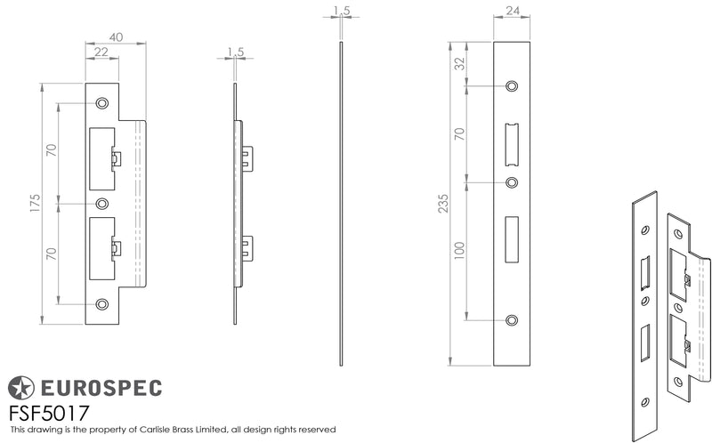 Eurospec - Forend Strike & Fixings - DLS7260Ep/DLS7860WC - Square - Matt Bronze - FSF5017MBRZ
