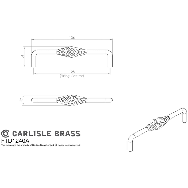 Carlisle Brass - Steel Cage Pull Handle 128mm - Antique Steel - FTD1240AAS - Choice Handles