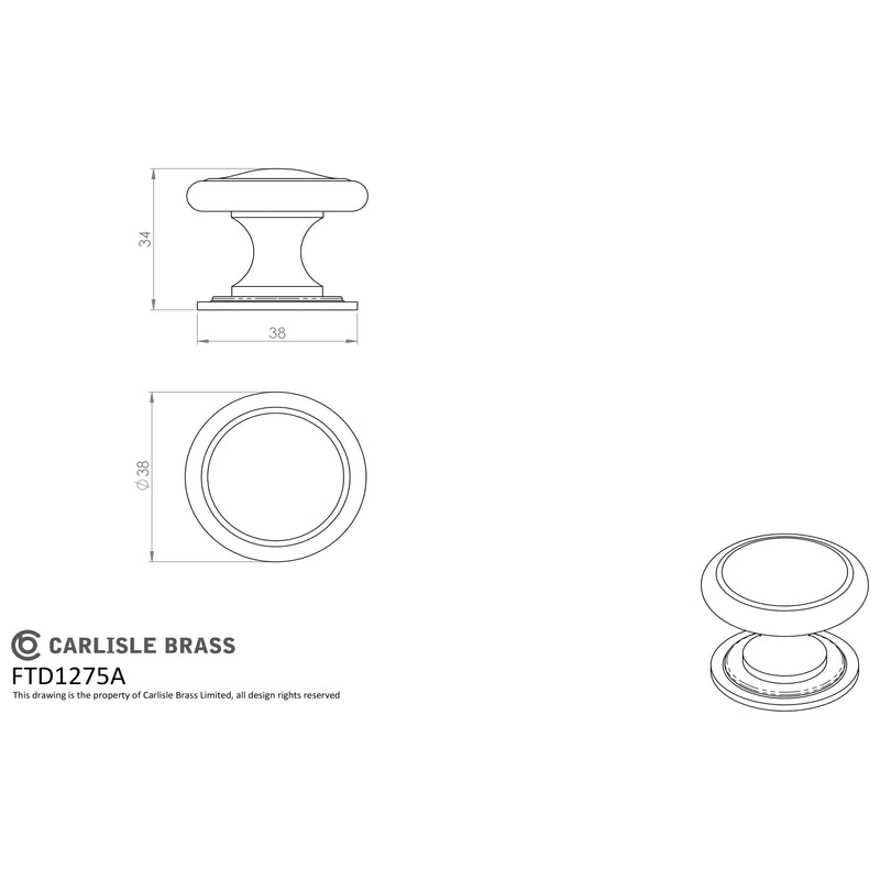 Carlisle Brass - Solid Bronze Cottage Knob 38mm - Bronze - FTD1275ABR - Choice Handles