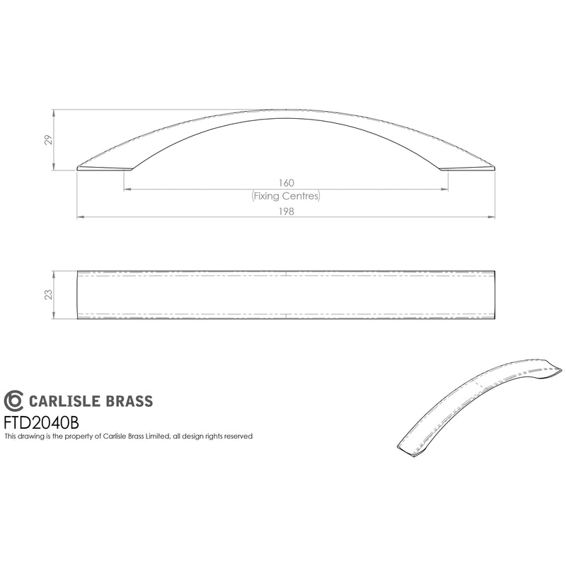 Carlisle Brass - Concave Bow Handle 160mm - Satin Nickel - FTD2040BSN - Choice Handles