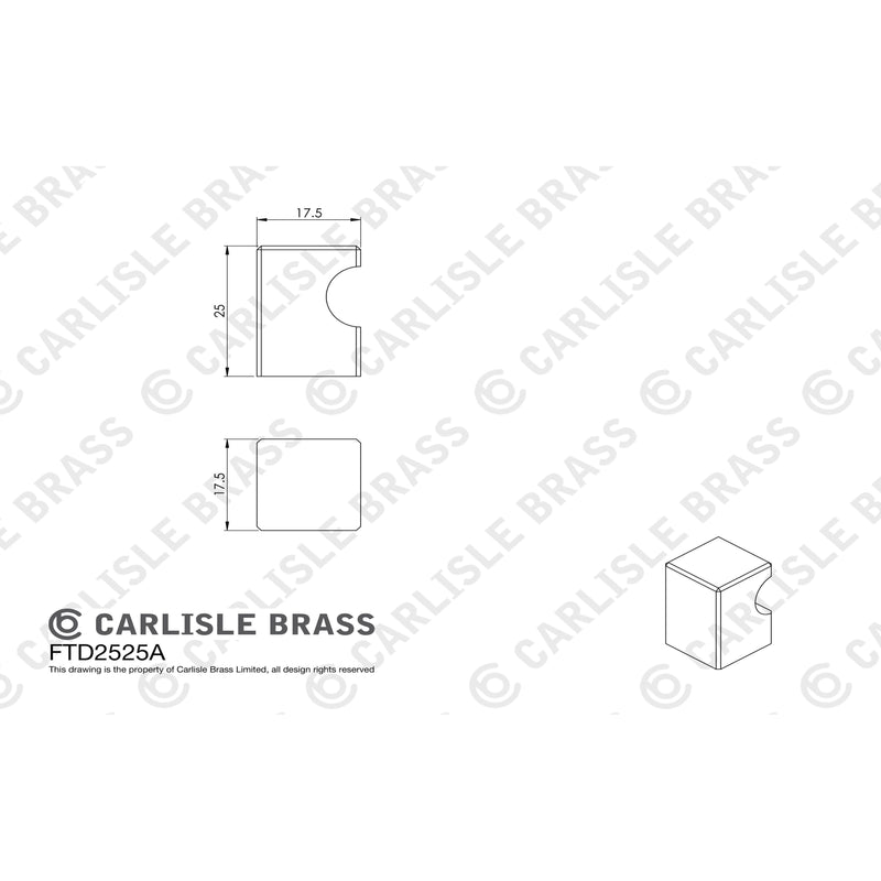 Carlisle Brass - Square Knob 18mm - Polished Chrome - FTD2525ACP - Choice Handles