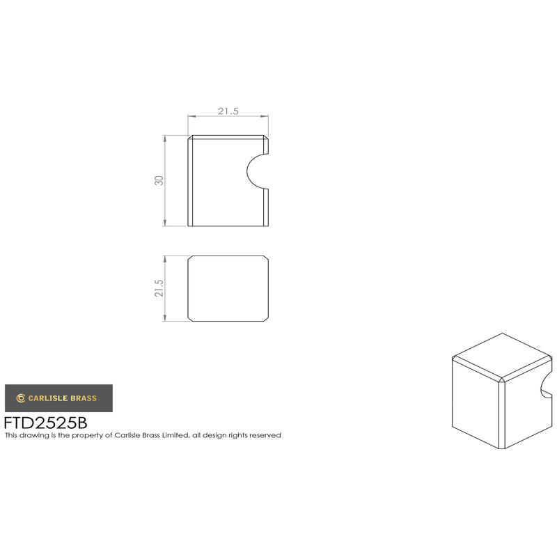 Carlisle Brass - Square Knob 22mm - Polished Chrome - FTD2525BCP - Choice Handles