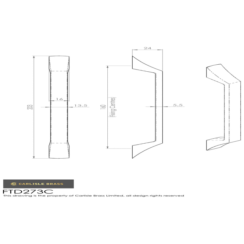 Carlisle Brass - Halcyon Handle 160mm - Satin Nickel - FTD273CSN - Choice Handles