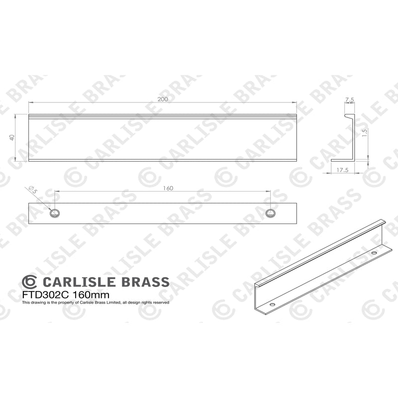 Carlisle Brass - Squared Edge Pull 200mm Satin Nickel - Satin Nickel - FTD302CSN - Choice Handles