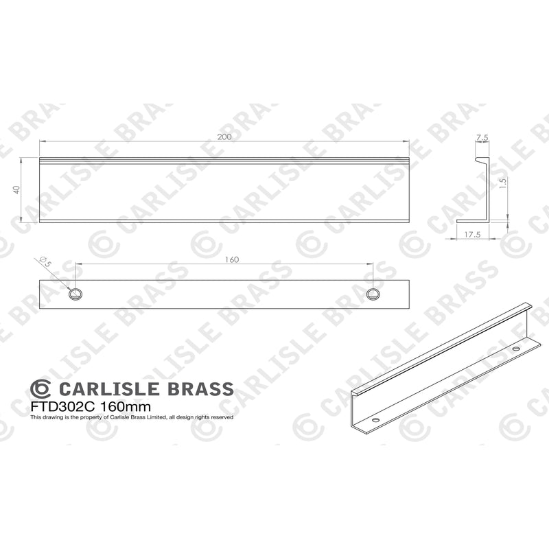 Carlisle Brass - Squared Edge Pull 200mm Matt Black - Matt Black - FTD302CMB - Choice Handles