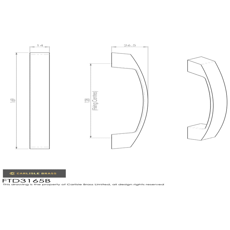 Carlisle Brass - Bridge Handle 128mm - Satin Nickel - FTD3165BSN
