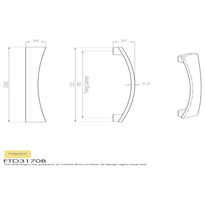 Carlisle Brass - Valetta Bow Handle 192mm - Satin Nickel - FTD3170BSN - Choice Handles
