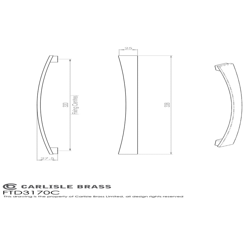 Carlisle Brass - Valetta Bow Handle 320mm - Satin Nickel - FTD3170CSN