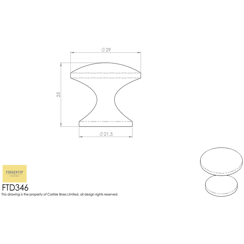 Carlisle Brass - Silhouette Knob 30mm - Satin Nickel - FTD346SN - Choice Handles