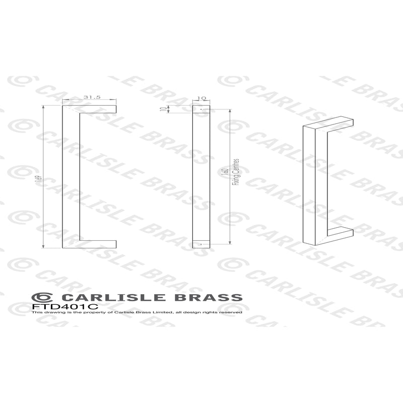 Carlisle Brass - Block Handle 160mm - Satin Nickel - FTD401CSN - Choice Handles