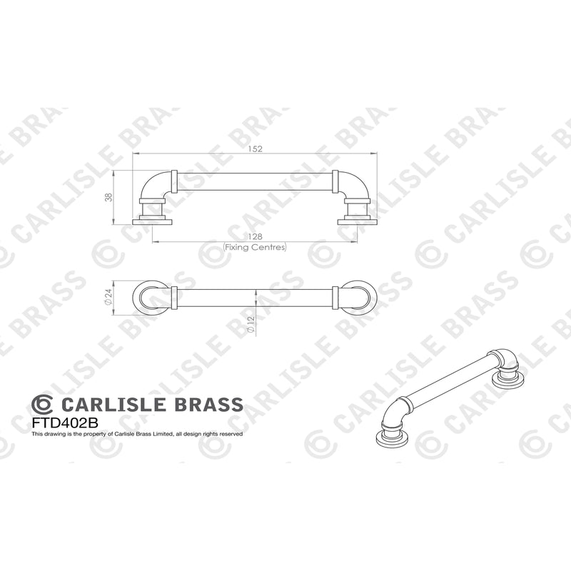 Carlisle Brass - Pipe Handle 128mm - Satin Copper - FTD402BSCO