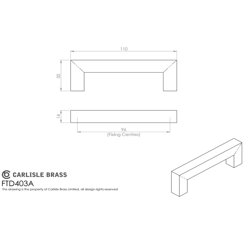 Carlisle Brass - Linear Handle 96mm C/C - Satin Stainless Steel - FTD403ASSS - Choice Handles