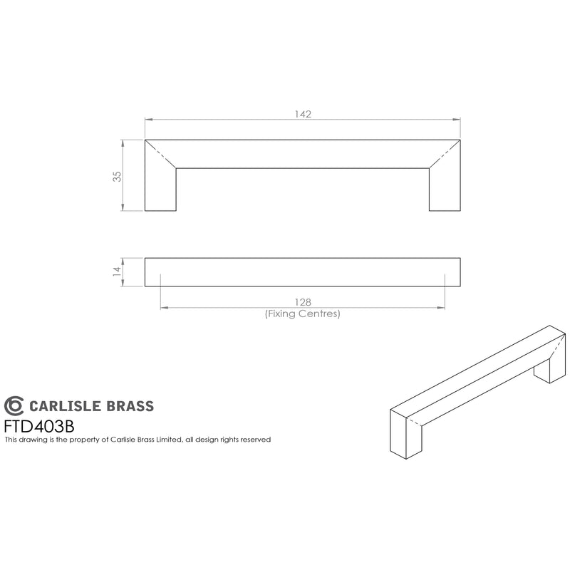 Carlisle Brass - Linear Handle 128mm C/C - Satin Stainless Steel - FTD403BSSS - Choice Handles