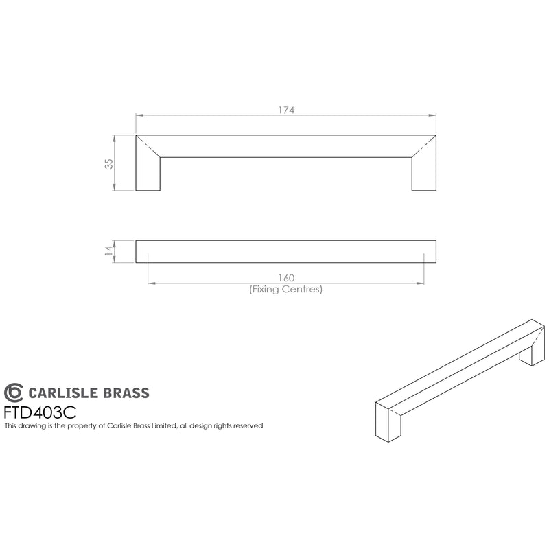Carlisle Brass - Linear Handle 160mm C/C - Satin Stainless Steel - FTD403CSSS - Choice Handles