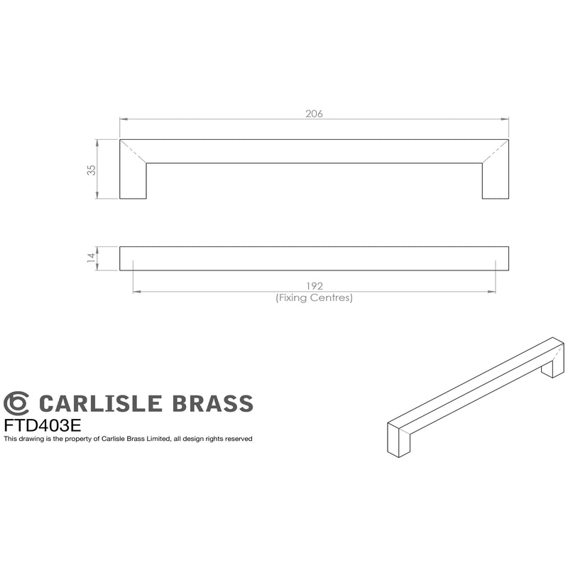 Carlisle Brass - Linear Handle 192mm C/C - Satin Stainless Steel - FTD403ESSS - Choice Handles