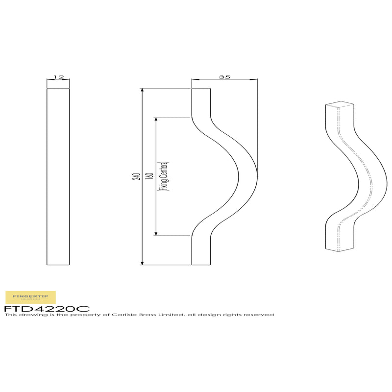 Carlisle Brass - Ovenco Handle 160mm - Polished Chrome - FTD4220CCP - Choice Handles