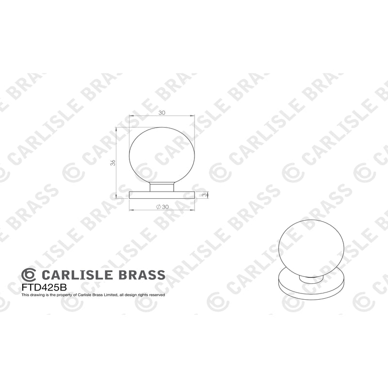 Carlisle Brass - Stainless Steel Spherical Knob 30mm - Satin Nickel - FTD425BSN