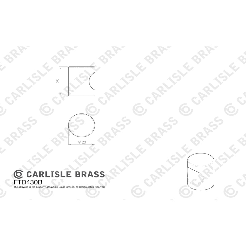 Carlisle Brass - Stainless Steel Cylindrical Knob 20mm - Polished Stainless Steel - FTD430BPS - Choice Handles
