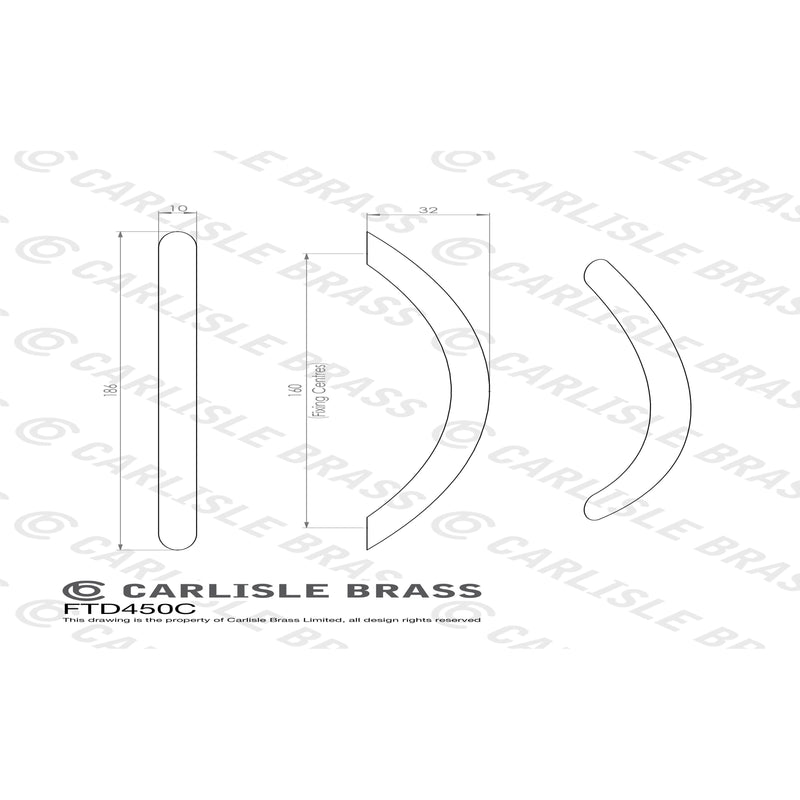 Carlisle Brass - Bow Handle 160mm - Satin Nickel - FTD450CSN