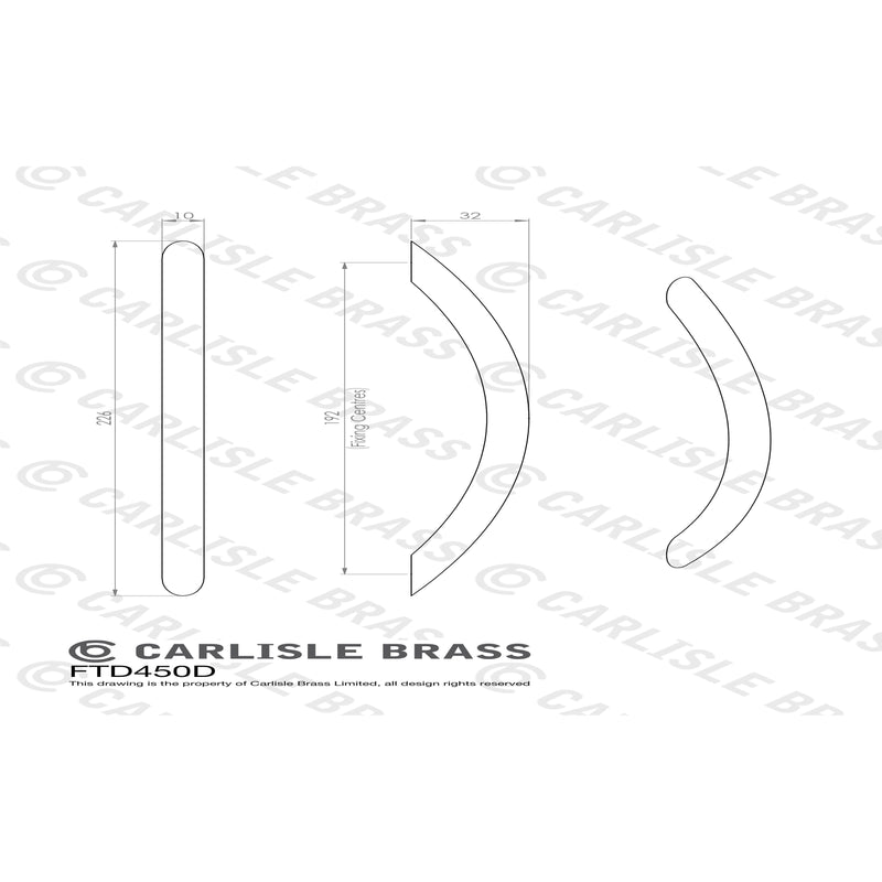 Carlisle Brass - Bow Handle 192mm - Satin Nickel - FTD450DSN - Choice Handles