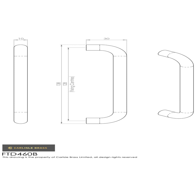 Carlisle Brass - D Handle 128mm - Polished Chrome - FTD460BCP - Choice Handles