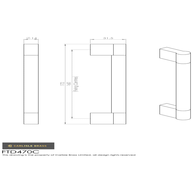 Carlisle Brass - Keyhole Handle 160mm - Satin Nickel / Polished Chrome - FTD470CSNCP - Choice Handles