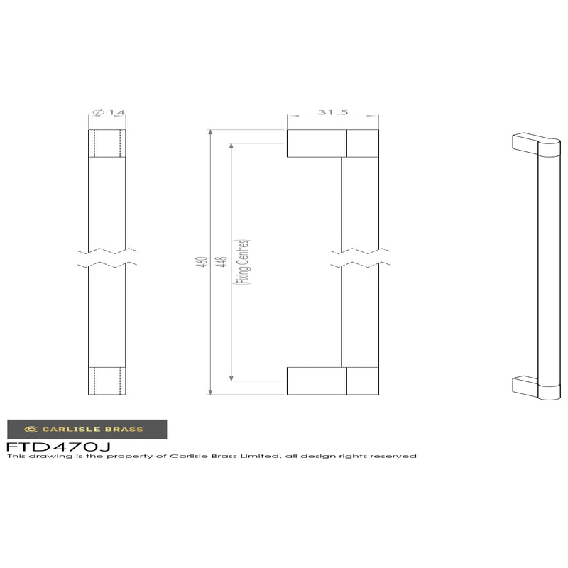Carlisle Brass - Keyhole Handle 448mm - Satin Nickel / Polished Chrome - FTD470JSNCP - Choice Handles