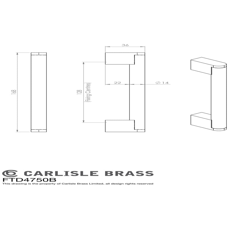 Carlisle Brass - Bar Handle 128mm - Satin Nickel / Stainless Steel - FTD4750BSNSS