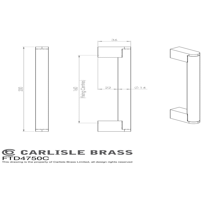Carlisle Brass - Bar Handle 160mm - Satin Nickel / Stainless Steel - FTD4750CSNSS - Choice Handles