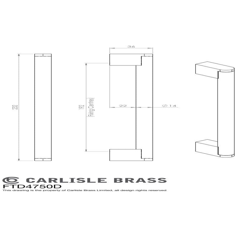 Carlisle Brass - Bar Handle 192mm - Satin Nickel / Stainless Steel - FTD4750DSNSS - Choice Handles