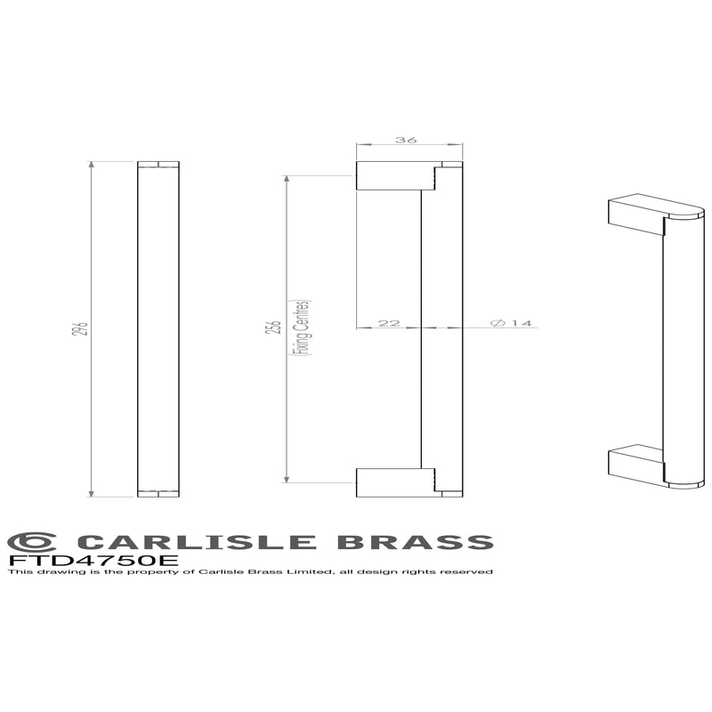 Carlisle Brass - Bar Handle 256mm - Satin Nickel / Stainless Steel - FTD4750ESNSS - Choice Handles