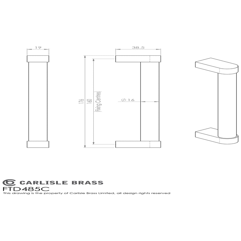 Carlisle Brass - Bauhaus Handle 160mm - Satin Nickel / Polished Chrome - FTD485CSNCP - Choice Handles