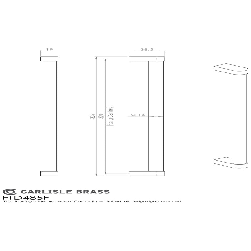 Carlisle Brass - Bauhaus Handle 320mm - Satin Nickel / Polished Chrome - FTD485FSNCP