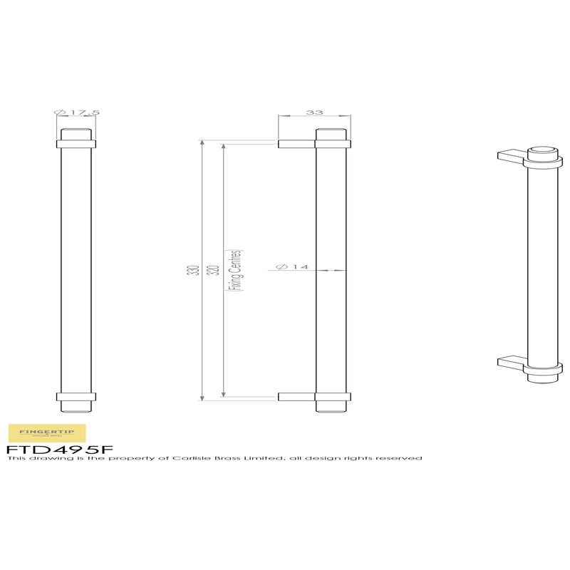 Carlisle Brass - Rail Handle 320mm - Satin Nickel - FTD495FSN - Choice Handles