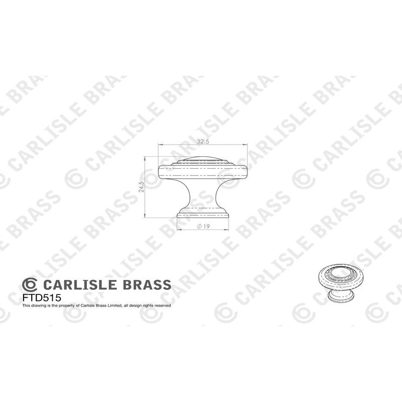 Carlisle Brass - Traditional Pattern Knob 34mm - Pewter - FTD515PT - Choice Handles