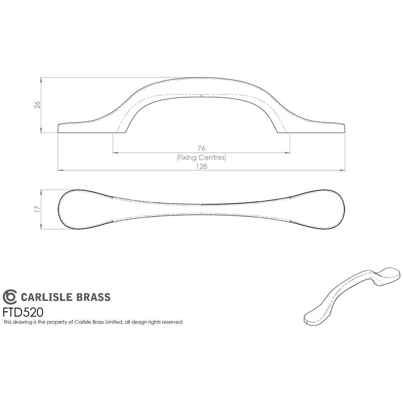 Carlisle Brass - Shaker Style Handle 76mm - Polished Chrome - FTD520CP - Choice Handles