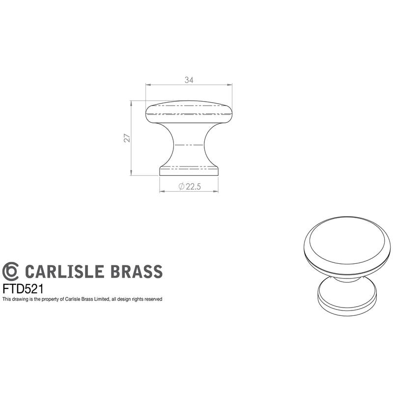 Carlisle Brass - Temperance Knob 35mm - Pewter Effect - FTD521PE - Choice Handles