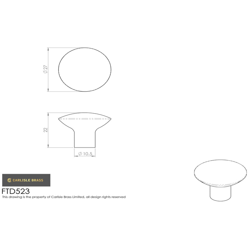 Carlisle Brass - Disc Knob 27mm - Satin Nickel - FTD523SN - Choice Handles