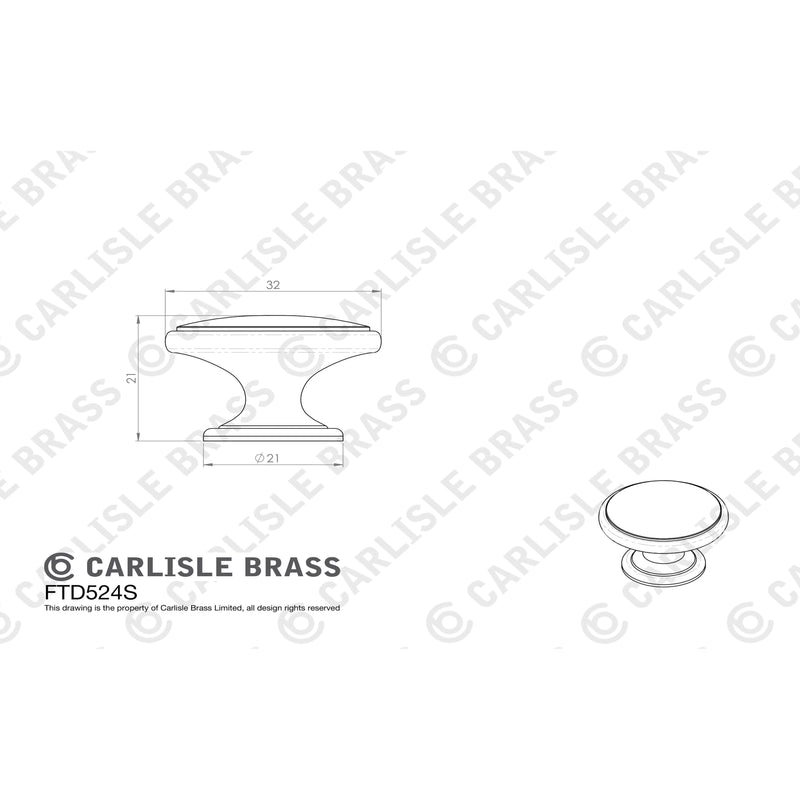 Carlisle Brass - Oxford Knob 32mm - Satin Nickel - FTD524SSN