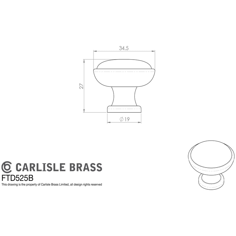 Carlisle Brass - Shaker Style Knob 35mm - Satin Nickel - FTD525BSN - Choice Handles