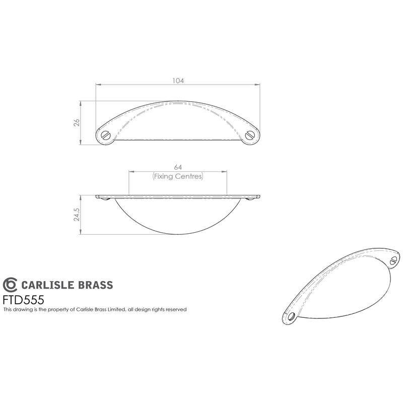 Cup Pattern Handle 64mm - Satin Nickel - FTD555SN