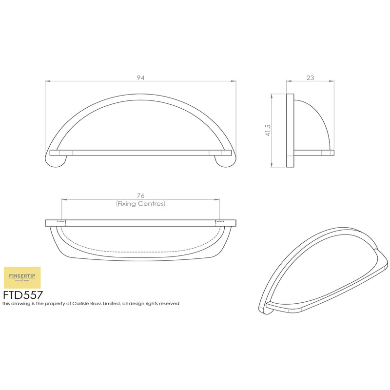 Oxford Cup Pull 76mm - Matt Black - FTD558MB - Choice Handles