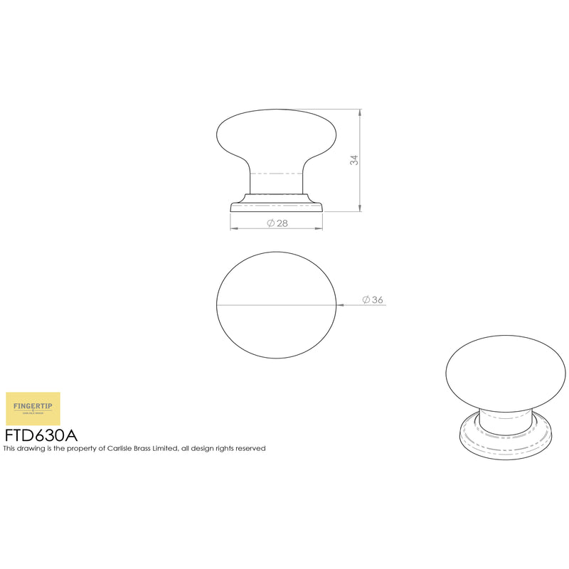 Carlisle Brass - Porcelain Mushroom Pattern Knob 35mm - Antique Brass Ivory Crackle Glaze - FTD630AABIC - Choice Handles
